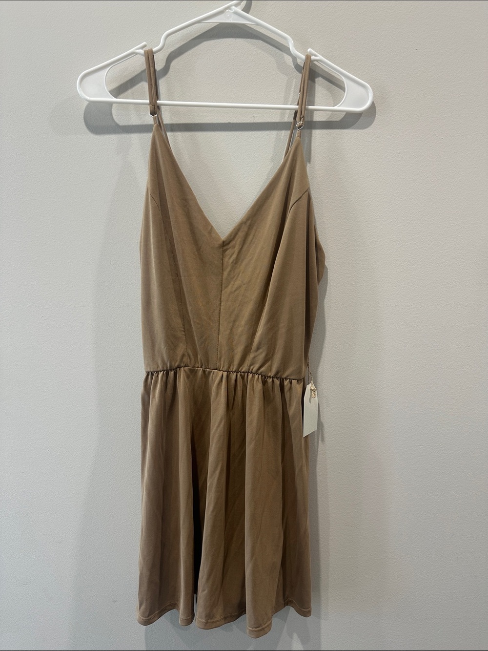 Sleeveless V-Neck Romper in Taupe